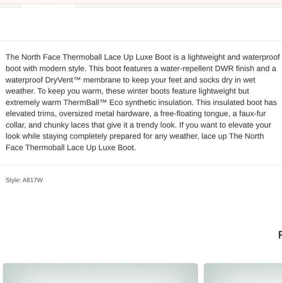 🆕️BNIB The North Face Thermoball Luxe Lace Up Waterproof Boots, Size 9/40 - Picture 15 of 16